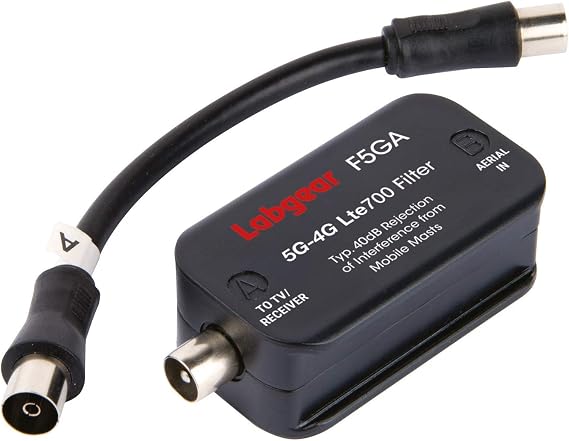 Labgear 5G-4G Lte 700 Interference TV Signal Filter F5GA Typ. 40dB Rejection of Interference from Mobile Masts