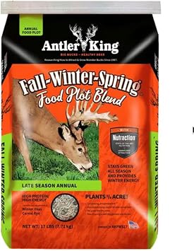 Antler King FallWinterSpring Late Season Annual Food Plot Seed Blend | 17 lbs High Protein High Energy Winter Peas and Cereal Rye Deer Food Plot Mix | Plants 12 Acre