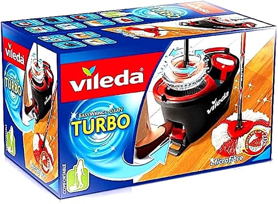 Vileda easyw turbo ring & clean complete kit, spare head with broom mop bucket and wringer power plus 6 x turbo