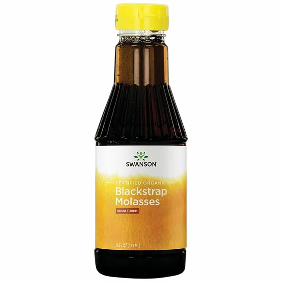 Swanson Certified Organic Blackstrap Molasses 16 fl oz (473 ml) | An Old-Fashioned Boost for Sauces, Beans and Gingerbread, Delivers Essential Calcium, Iron and Potassium, Organic