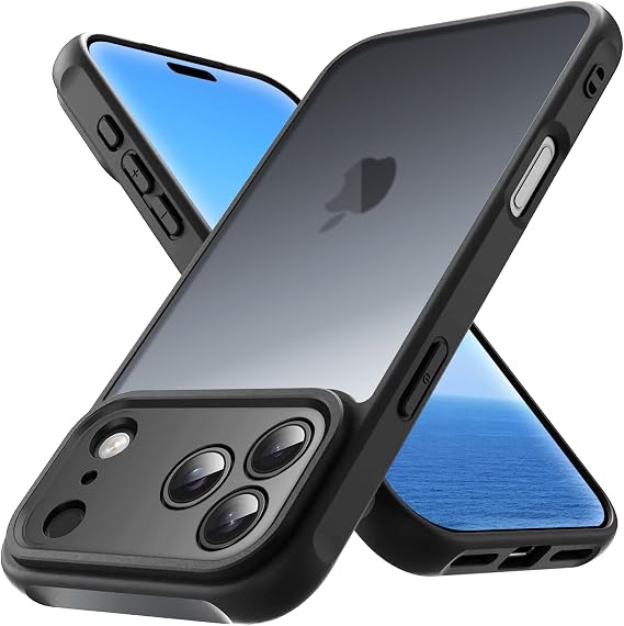 for iPhone 17 Pro Max Case, Thin Anti-Scratch PC Matte Translucent Back & Flexible TPU Shockproof Protection 17ProMax ProMax Phone Cover case for Apple iPhone 17 Pro Max (Black)