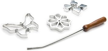 Fox Run Rosette Iron Set With Handle, Cast-Aluminum, Butterfly, Flower, and Card Suits