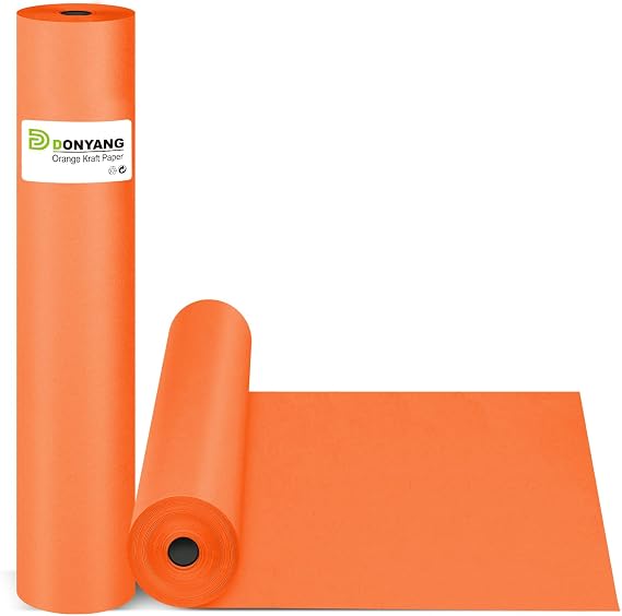 Orange Wrapping Paper 15"x450",Art Poster Decorative Craft Kraft Paper Roll