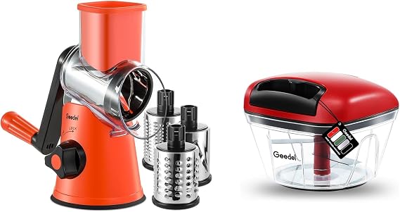 Cheese Grater and Manual Food Chopper Bundle