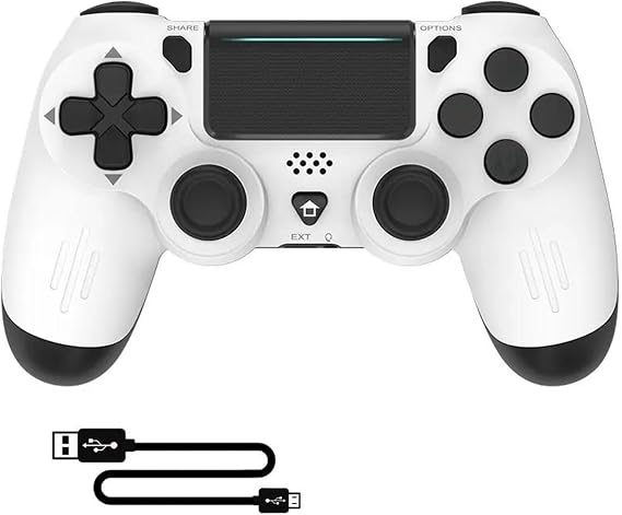 PCコントローラー モーションコントロール に適合する PS4/Slim/Pro用Bluetooth対応ゲームコントローラー、PC用ワイヤレスゲームパッド、IOS/Android用デュアル振動ジョイスティックWhite
