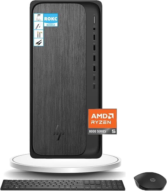 HP OmniDesk Desktop Computer PC| AMD Ryzen 5 8500GUp to 5 GHz| 16GB DDR5 RAM|512GB SSD| AMD Radeon Graphics| Wi-Fi 6| RJ-45| Copilot AI| Win 11| for Business & Students| Keyboard & Mouse|RK Bundle