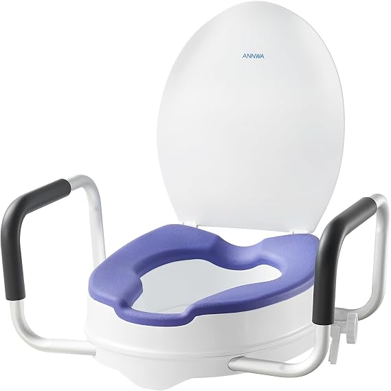 Toilettensitzerhöhung für Erwachsene mit Armlehnen und Deckel erhöhter Toilettensitz für Erwachsene WC-Sitz mit Deckel Toilette nach Operation (N1FYT16)
