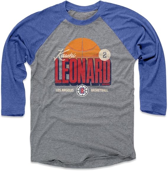 500 LEVEL Kawhi Leonard Los Angeles Clippers 3/4 Sleeve Raglan T-Shirt - Kawhi Leonard Los Angeles Clippers Label WHT