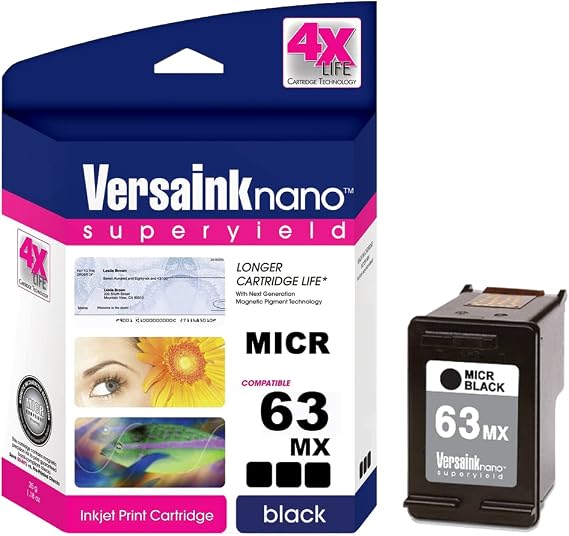 VersaInk-Nano 63 MX Black MICR Ink Cartridge for Check Printing