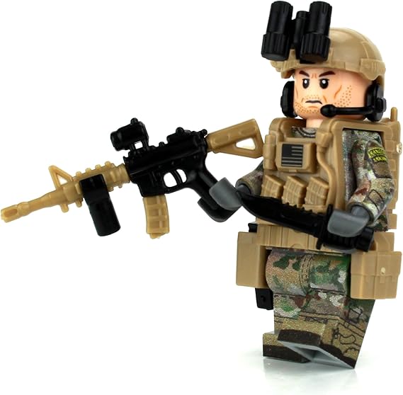 Battle Brick 1.6 Inches Tall Army Ranger OCP SF Soldier Custom Collectible Minifigure | Accessories Made in The USA | Genuine Military Minifig | Great Gift for Ages 10+ to Adult AFOL