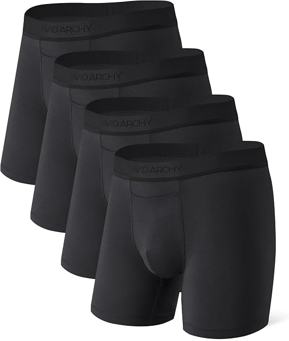 DAVID ARCHY Men's Soft Modal Boxer Briefs with Horizontal Fly 4 Pack