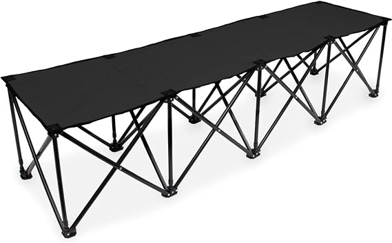 Crown Sporting Goods 6-Foot Portable Folding 4 Seat Bench with Carry Bag Great Team Bench for Soccer & Football Sidelines, Tailgating, Camping & Events