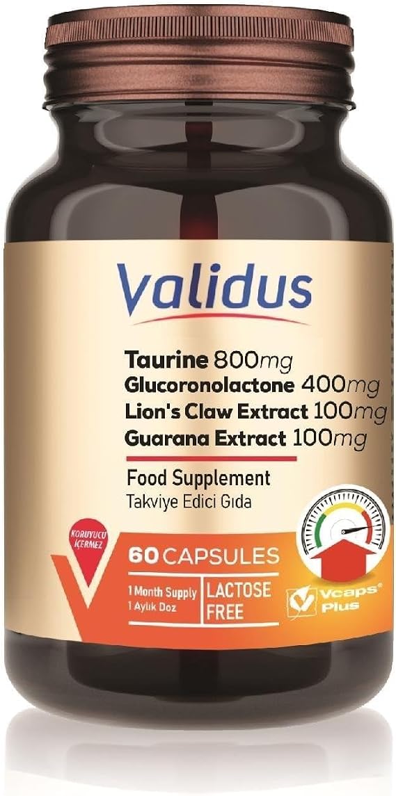 Validus Taurine Glucoronolactone Lion's Claw Extract Guarana Extract 60 Capsules