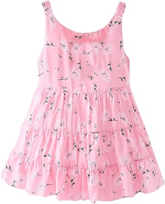 Short Dresses for Girls Casual Toddler Kids Girls Floral Flowers Sleeveless Beach Straps Dress Princess Dress