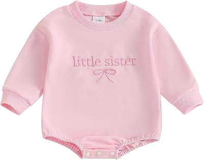 GOOCHEER Big Sister Little Sister Matching Outfit Newborn Baby Girl Long Sleeve Romper Toddler Girl Pullover Sweatshirt Top