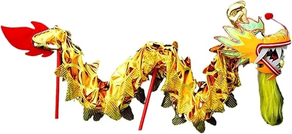 Silk Dragon Dance 5m/16.4ft Silk Lion Dance for 6 Players Dragon Dance Set Mascot Lion Dance Props Outdoor Dragon Dance