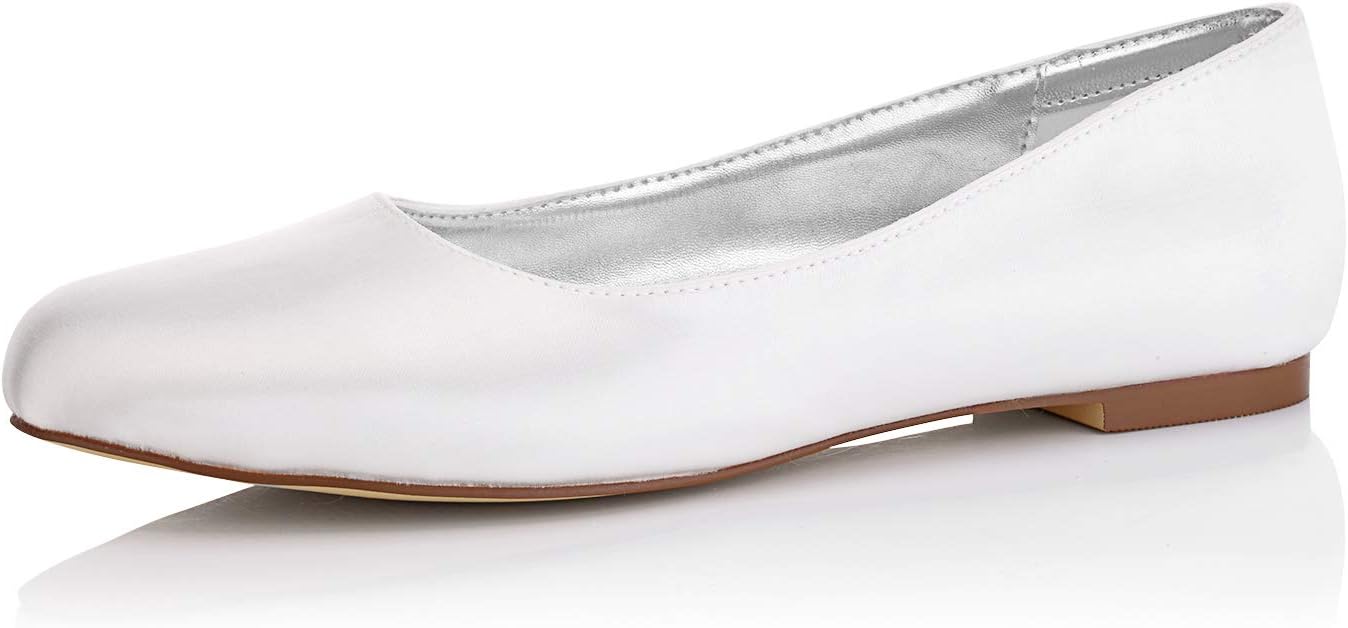 JIAJIA K5371 Women's Bridal Shoes Closed Toe Dyeable Satin Flats Wedding Shoes