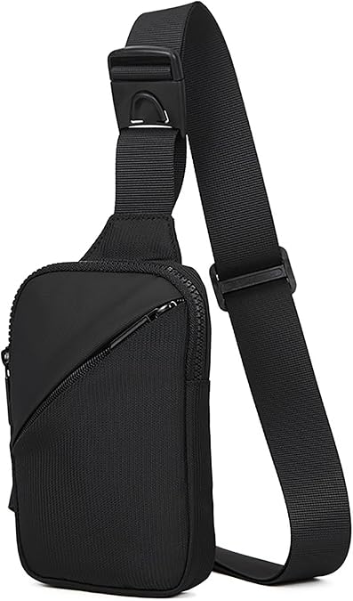 Mini Crossbody Sling Bag for Men & Women, Small Phone Chest Bag for Travel | Water-Resistant, Dual Pocket, Adjustable Strap, Quick-Release Buckle, Hands-Free Everyday Carry