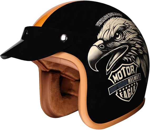 Open Face Low Profile Helmet, Motorcycle Helmet with Sun Visor, Open Face Jet Motorbike Helmets for Adult - Motorbike Rider Road Legal DOT/ECE Approved
