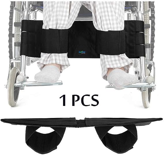 Wheelchair Leg Strap, Foot Rest for Wheelchair Leg Support, Medical Calf Restraints Safety Belt to Prevent Sliding, Foot Buddy Harness for Seniors Adults Wheel Chair Accessories (Black)