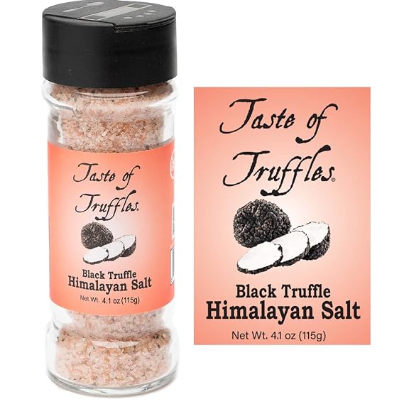 Black Truffle Himalayan Pink Salt, Burgundy Black European Truffles (Tuber Uncinatum) Gourmet Food Condiments VEGAN & Vegetarians Friendly. (4.1 oz (115g))