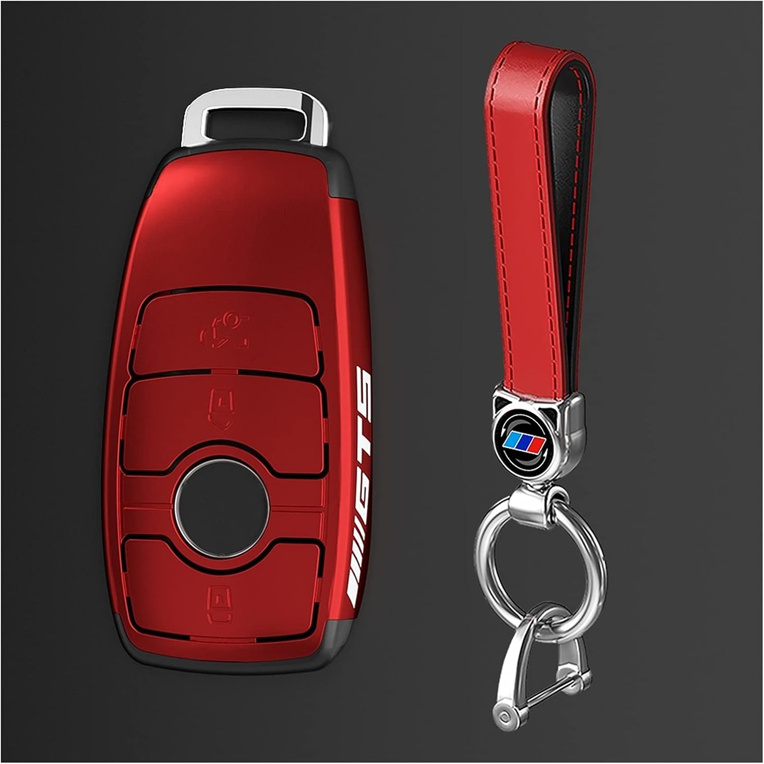 MYDH Car Keychain Key FCover Holder Protector Case Wearable Car Key Bag Case Cover for Benz W203 W210 W211 W124 W202 W204 W212 W176 AMG Color : Red