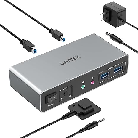 Unitek KVM Switch 2 Monitors 2 Computers HDMI Dual Monitor 4K@60Hz