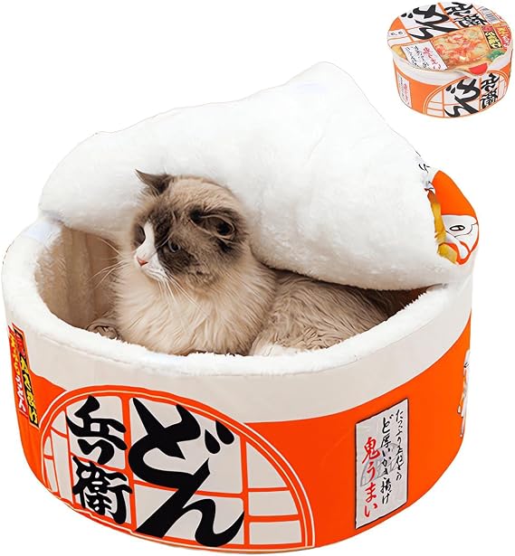 Cat Beds for Indoor with Anti-Slip Bottom, Cat Cave Bed, Hideaway Warm Comfortable, Kitty Caves & Houses for Multi Small Pet Large Kitty, Puppies, Rabbits (Orangish, S)