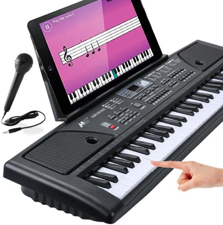 Keyboard Piano, 61 Keys Electronic Keyboard for Kids with 16 Instrument Voices & 10 Accompaniment Styles for Kids Teaching, Digital Music Keyboard Piano Instrument with Microphone, USB Cable