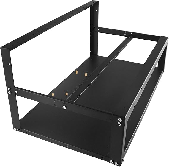 Mining Rig Frame Case 6 Gpu, Mining Rig Frame with Anti-Static Strips, Open Air PC Case for ATX/Btx/Flex/Itx/Micro ATX, Support 4 x 12 cm Fan (Frame Only) (6GPU)