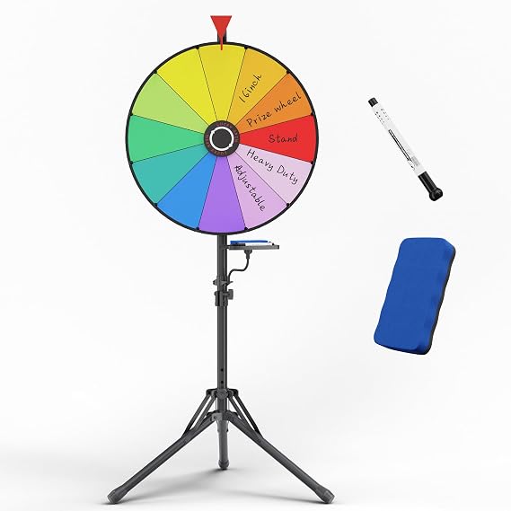 16" Prize Wheel, Spin the Wheel Game with Adjustable Stand