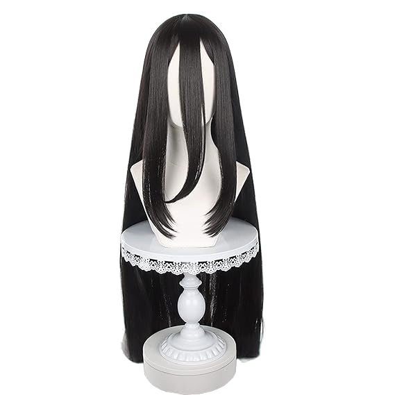 XiongXiongLe Long Straight Black Wig Cosplay Halloween Anime Role Game Men Costume Hair Replacement Wigs for Party Festival Halloween Christmas Comic