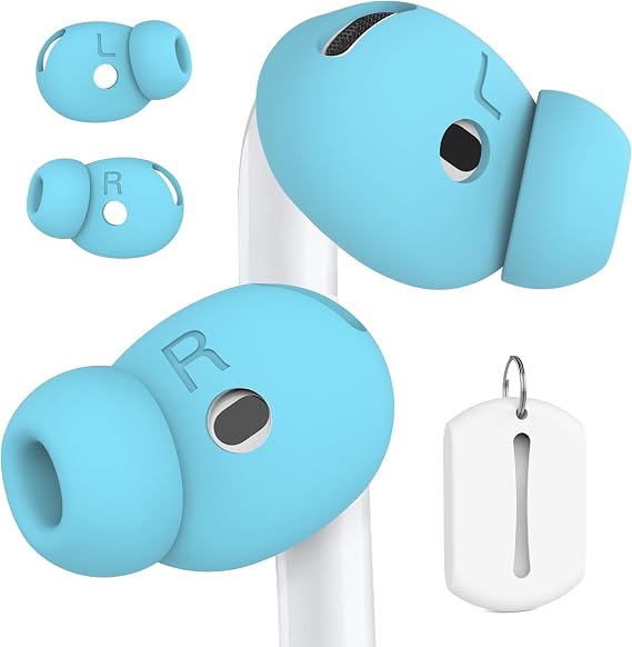 2 Pairs Ear Tips for AirPods 4 & AirPods 5 Grip Silicone Earbuds Cover [Added Storage Pouch][US Patent Registered] (Ice Blue)