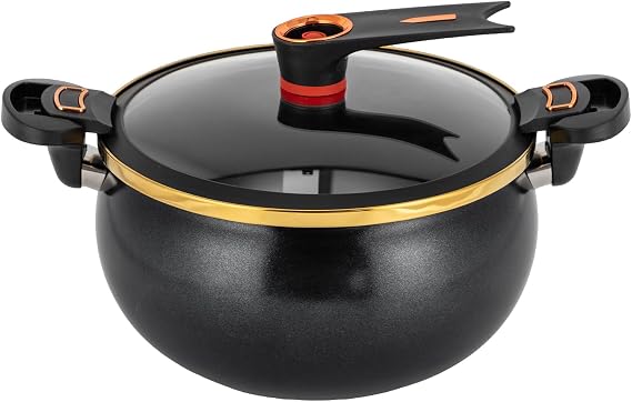 8L Micro Pressure Cooker, Non-Stick Multi-Function Micro Pressure Cooking PotGas Stove/Open Fire Induction Universal for Homes, Restaurants, Hotels, Fast Food Stores (Black)