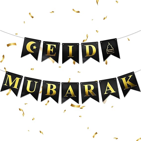 Eid Mubarak Banner, Eid Decorations for Home, Ramadan Banner, Ramadan Decorations, for Home Muslim Decorations Umrah Mubarak Garden Indoor Outdoor Festival Party Decoration