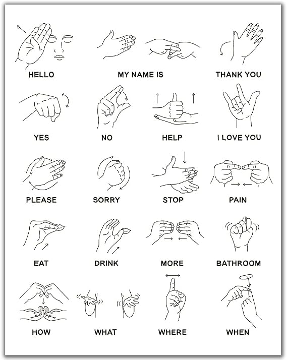 11x14 ASL Phrases Poster/ASL Poster/Learn American Sign Language/Home Wall Decor/Home Wall Art/Living Room Decor/ASL Dictionary/Science Poster/Sing The Alphabets