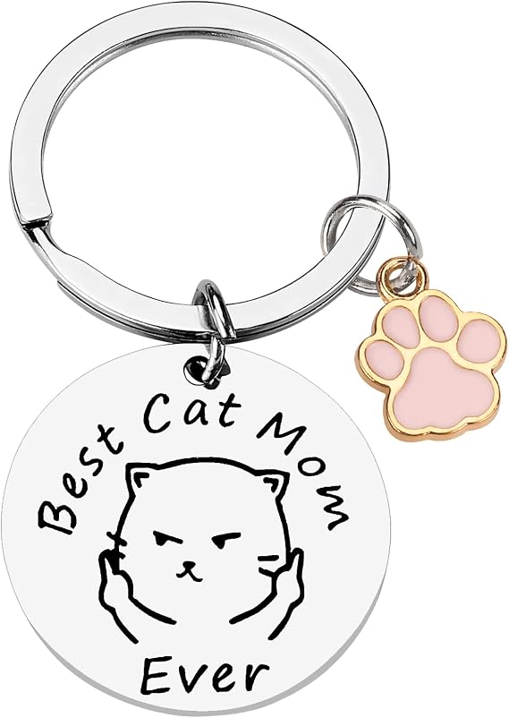 PLwelth Dog Mom Keychain Cat Mom Keychain Funny Mum Gift Keyring for Women Birthday Mothers Day Valentine's Day Gifts