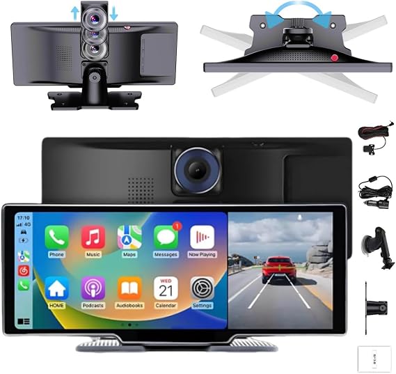 Flex Screen Pro Carplay,FlexScreen Pro,Wireless Portable Carplay Screen for Car,10.26" HD IPS Carplay & Android Auto Touch Stereo,Tablet with 4k Dash Cam,1080p Backup Camera,Navigation/Voice Control(L