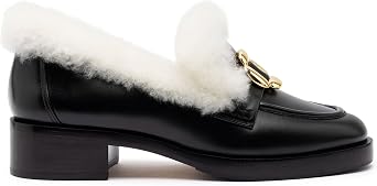 Bobbie Loafer In Black Leather and Natural Shearling