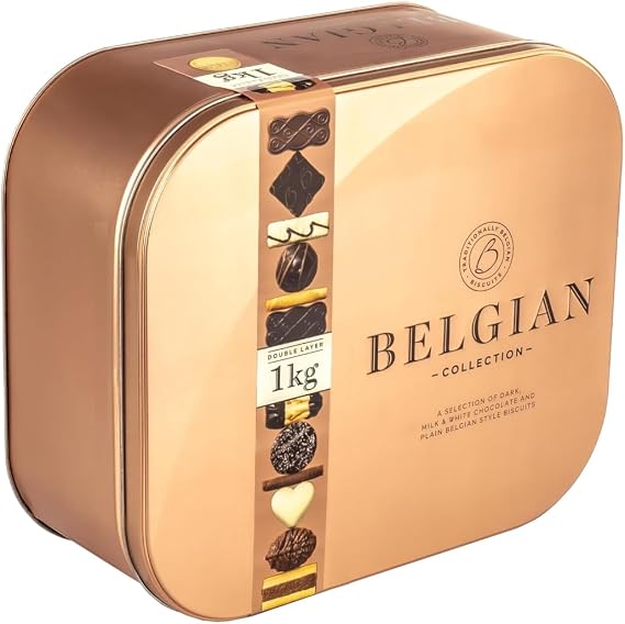 Premier Life Store Belgian Biscuit Collection, Dark, Milk and White Chocolate Cookies, Assorted Flavours, Box 1kg