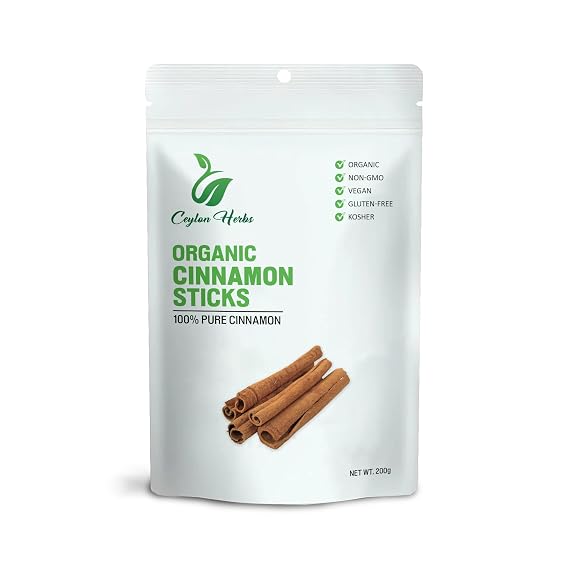 True Ceylon Cinnamon Sticks - 100% Pure, Organic, Non-GMO Authentic Ceylon Cinnamon for Teas, Cooking, and Baking