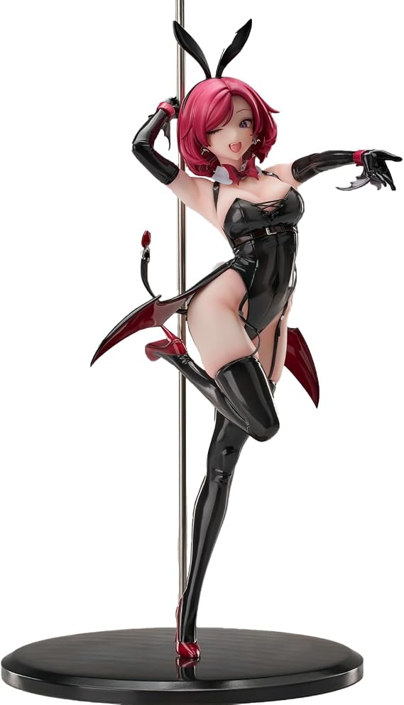 Anime Girl Figure 1/6 Scale 11.42in Bunny Girl Figure with Little Succubus Wings & Pole Dance Poses, Cute Figures PVC Model Collection Model, Anime Fans Desktop Decoration Gift for Adults