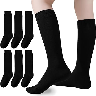 Knee High Socks for Girls Boys School Uniform Set - 36 Pack Cotton Tube Socks in Black, White, Navy Blue