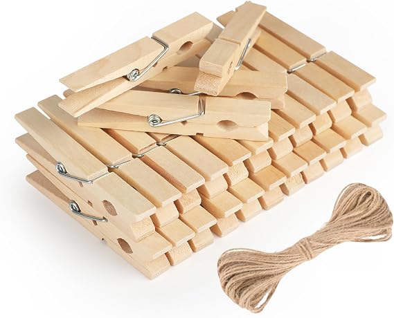 jijAcraft 50 Pcs Large Clothes Pins - 2.9 Inch Wooden Clothespins