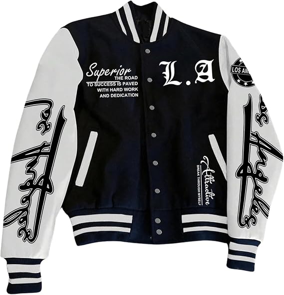 Men's Spring Varsity Baseball Jacket Colorblocked Monogram Printed Long Sleeve Casual Baseball Jacket Personalized Varsity Jacket