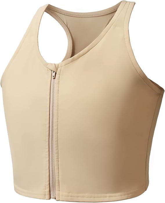 Wonababi FTM Transgender Chest Binder Ultra Flat Zipper Trans Top