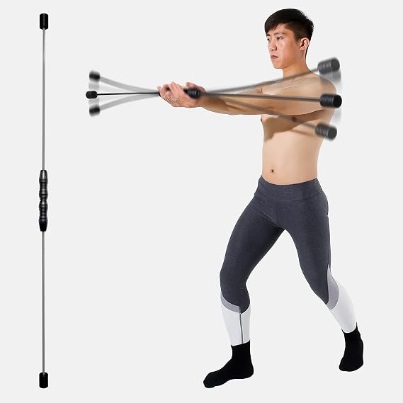 Elastic Fitness Stick Detachable Total Body Exercise Bar Glass Fiber Shoulder Rehabilitation Equipment for Physical Therapy, Aerobics, Yoga, Pilates(Black)