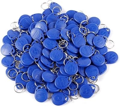 125KHz RFID Key Fob Tags 100 pcs, Read-Only Keychain Cards Compatible with EM4100TK4100