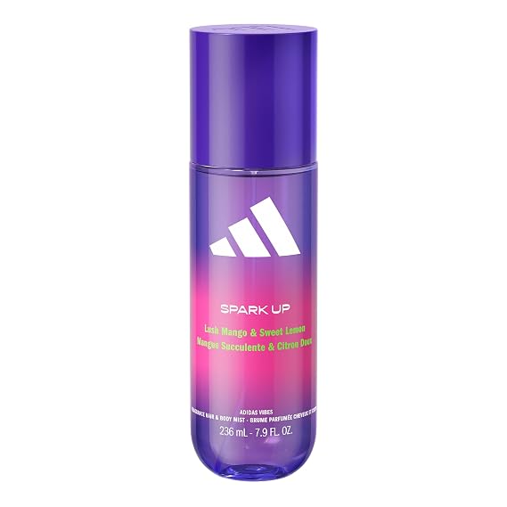 adidas Vibes Spark Up Fragrance Hair & Body Mist for Women, Mood-Boosting, Notes of Lush Mango & Sweet Lemon, For Any Occasion, 7.9oz