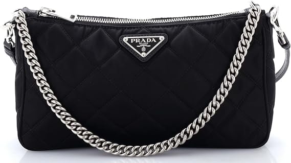 Pre-Loved Chain Zip Shoulder Bag Small, Black